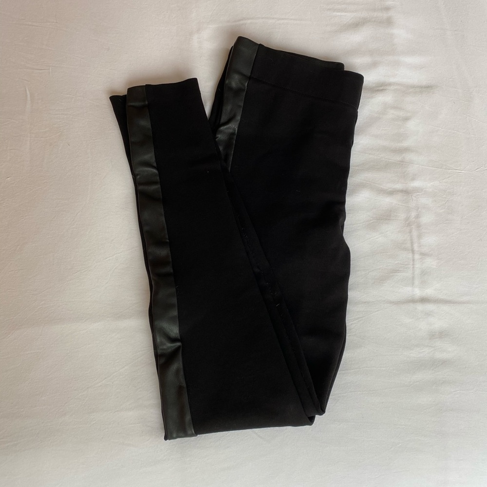 Black Zara Leggings with Faux Leather Sides